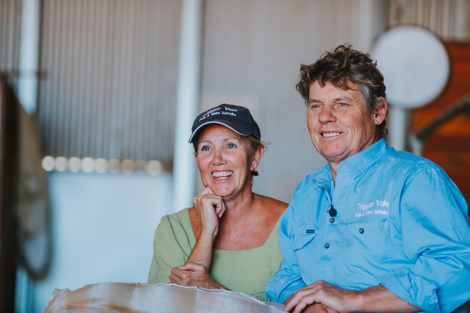 Andrew and Mandi Bouffler in the woolshed at Brookong